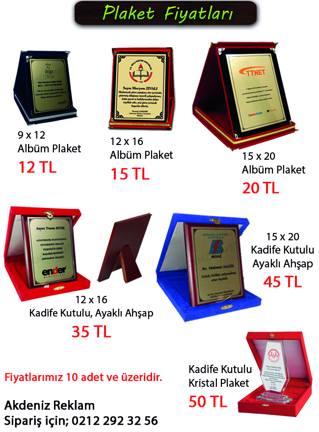 plaket fiyatları